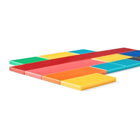 Plastic Rainbow Fraction Tiles Set For Kids Hands On Learning Fractions And Equivalence With Color Coded Montessori Math Manipulatives For 4th Grade And Homeschool Set Of 51 displayed at an angle