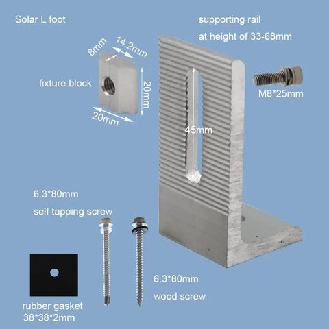 Solar Panel Roof Mounting Bracket Kit For Sloped Tin Roof With No Fuss Setup, Vertical Mount For 1 To 2 Panels, 76 cm Rail Length And Extendable Rail With Splice, Durable Tin Roof Mounting System