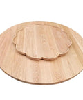Solid Wood Lazy Susan Turntable With Slick 360 Rotation Rock Solid Base Natural Premium Finish Plum Blossom Pattern Round Serving Tray with floral design.