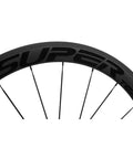 Close-up of 50mm and 23mm carbon road wheelset 700c clincher for Shimano 8 9 10 11 speed basalt brake surface Toray T700