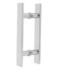12 Inch Push Pull Door Handle Set For Glass And Wood Doors Double Sided H Shape Stainless Steel Bar With Sleek Chrome Mirror Finish Back To Back Pair For Double Doors Flat Rectangle Style Fit 0.47 Inch Door Thickness, front view