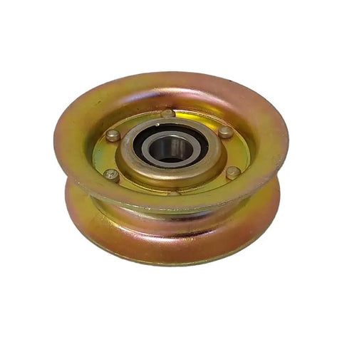 Premium 42 Inch Deck Kit Slick Replacement Set For Lawn Riders Featuring Heavy Duty Belts Razor Edge Blades And Bulletproof Spindles For hassle free Cutting All Summer Long, showcasing a SPINDLE PULLEY with bearing.