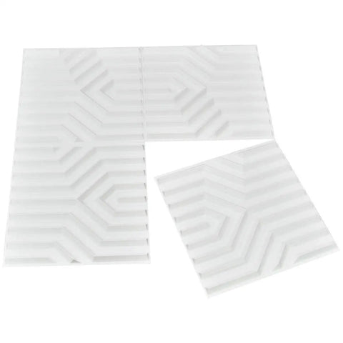 Geometric 3D PVC Wall Panels Matte White Pack of 12 Tiles Covering 32 Sq Ft, Each 19.7 Inch Square