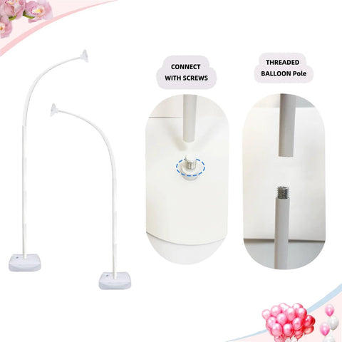 Balloon Arch Stand with Base, white metal frame, Amazon brand, adjustable curved arch