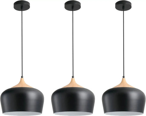 12 Inch Big Dome Kitchen Pendant Lights Set Of 3 With Wood Grain Metal Shade Over Island Modern Farmhouse Vibe Hanging