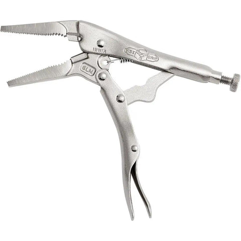 Hardcore Long Nose Locking Pliers With Built In Wire Cutter Heavy Duty Adjustable Vise Grips For Tricky Spots And Everyday Hardware Jobs Killer Grip Tool For Daily Grind with serrated jaws for grip