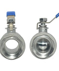 Front view of 1-1/4 Inch 316 Stainless Steel Full Port Ball Valve with Vinyl Handle for Easy Turn Low Torque Operation Female Connection PTFE Seals.