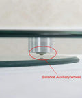 Close-up of balance auxiliary wheel on Heavy Duty Glass Lazy Susan Turntable With Tempered Glass Surface And Aluminum Base
