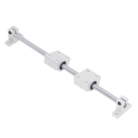 Heavy Duty Linear Guide Rail System With 4 Slide Blocks Precision Linear Motion Guide For Machinery Automation Equipment Tools And Accessories Built For CNC Robotics Production Lines And Shop Floor Ready, silver rail with four blocks