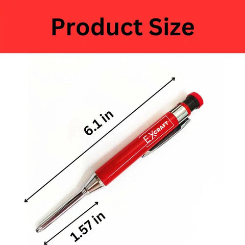 No Nonsense Metal Mechanical Carpenter Pencil With Smooth Glide Action Built In Precision Sharpener Tough As Nails Deep Hole Marking Scribe Tool Jobsite Essential For Rough Timber Crews, 6.1in length, red armor case.