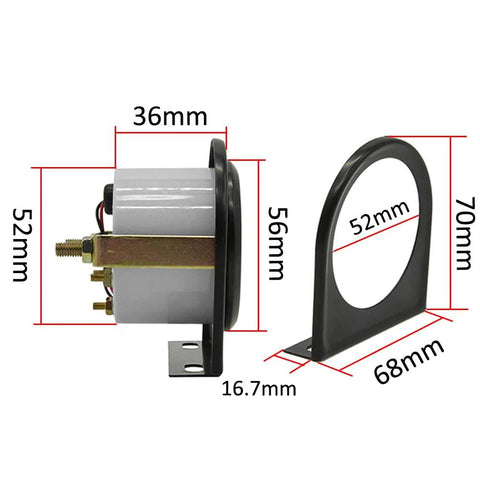 ESUPPORT 52mm universal car oil pressure gauge with white LED display; front view with mounting bracket