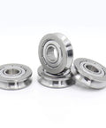 Heavy Duty V Groove Sealed Ball Bearings For Smooth Rolling On Pulleys And Linear Guides 10X30X8MM 4 pack showing precision design.
