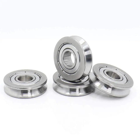 Heavy Duty V Groove Sealed Ball Bearings For Smooth Rolling On Pulleys And Linear Guides 10X30X8MM 4 pack showing precision design.
