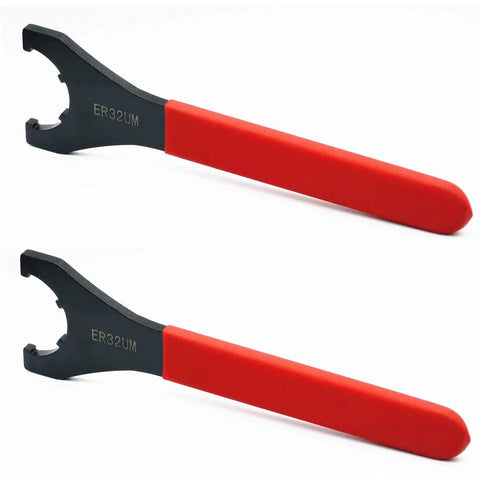 Red Spanner Precision Wrench For CNC Milling Collet Chuck Fits Most Tool Holders For Tightening And Loosening Clamping Nuts And Screws ER-32UM Compatible Durable 2 Pack Wrench Set