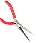 Workhorse 6 Inch Needle Nose Pliers With Tapered Fine Tips for jewelry making and electronics, red handle, metal jaws