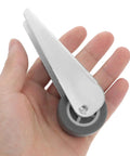 Heavy Duty Sliding Door Casters For Barn Doors And Counters Include Nylon Rollers And Galvanized Brackets For A Butter Smooth Glide Bearing Weight Like A Champ While Staying Whisper Silent Daily, shown in hand.