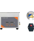 Heavy Duty 10L Ultrasonic Cleaner With Digital Timer And Heater For Lab Hardware Degreasing Stainless Steel Tank control panel and fittings.