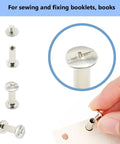 Pro Level Chicago Screws M5x15mm 100 Pack Heavy Duty Bookbinding Rivets Nickel Silver Stud Post Hardware Smooth Flat Head Fasteners in use.