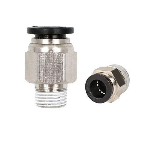 Push To Connect Pneumatic Fitting Three Eighths Inch Tube OD To One Quarter Inch NPT Male Straight Quick Connect Air Fitting Pack Of Ten