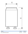S10 Ecoclick Mechanical Fluorescent Lamp Starter 4W To 65W Easy Install 10 Pack, technical dimension diagram