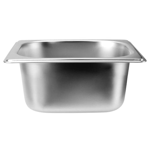 Eight Pack Steam Table Pans 1/6 Size 2.5 Inch Deep Stainless Steel Anti Jam Food Pans side view