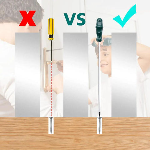 Illustration comparing standard vs Extra Long Magnetic Torx Screwdriver Set For Tough Reach Jobs with cushioned grip.