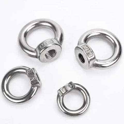2 Piece M16 Lifting Eye Nut Set Crafted From Top Shelf 304 Stainless Steel With Grip Tight Threading For Serious Marine Rigging And Everyday Trucking Jobs Around Town.