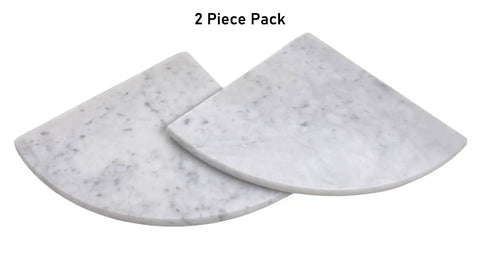 Carrara Marble Shower Corner Shelf 9 Inch, Polished Natural Stone, Two Pack, Five Eighths Inch Thick, No Hardware Included, Install With Silicone Or Adhesive, Easy Installation