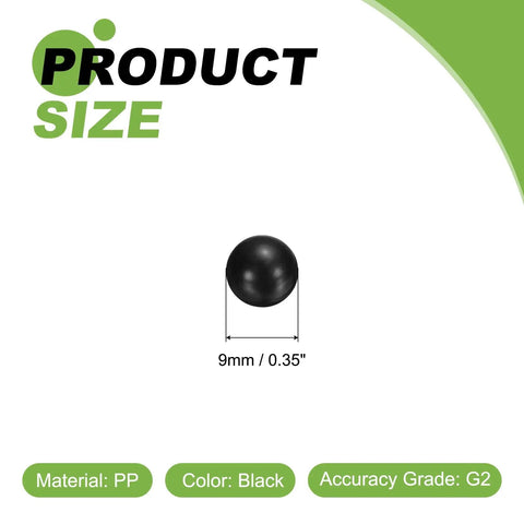 Slick As Grease 9Mm Polypropylene Bearing Balls 200 Pieces G2 Precision Mini Plastic Spheres Heavy Duty Wear Resistant Black ball size 9mm.