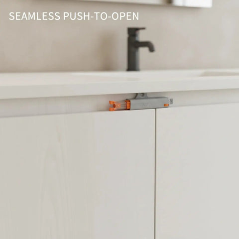 Push Latch for Handle Free Cabinet Doors With Spring Loaded Rebound Mechanism PP Plastic Construction in sleek kitchen