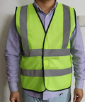 High Visibility Safety Vest 12 Pack Ultra Lightweight Mesh With 2 Inch Reflective Strips Front And Back Neon Yellow Adjustable Size
