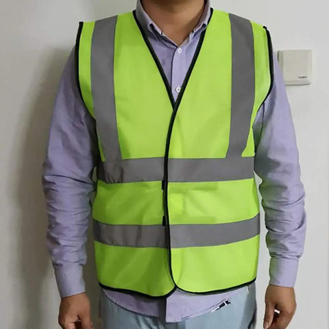 High Visibility Safety Vest 12 Pack Ultra Lightweight Mesh With 2 Inch Reflective Strips Front And Back Neon Yellow Adjustable Size