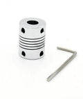 Rock Solid 300mm T8 Lead Screw Kit With Brass Nut Coupler Pillow Bearing Blocks And Hex Wrench showing brass nut coupler and hex tool.