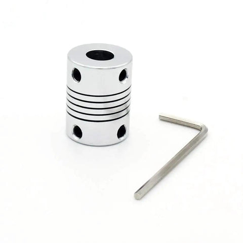 Rock Solid 300mm T8 Lead Screw Kit With Brass Nut Coupler Pillow Bearing Blocks And Hex Wrench showing brass nut coupler and hex tool.