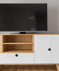 Modern TV stand with Six Pack Embedded Retractable Spring Knobs Zinc Alloy Cabinet Door Pulls Hidden Handle For Cabinets Drawers Dressers Cupboards Perfect For Modern Furniture Renovation And Easy Smooth Grips.