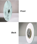Front and back view of Rotating Glass Turntable Tray With Marble Pattern Lazy Susan For Dining Table 70 To 120 Cm Tempered Glass Serving Plate.