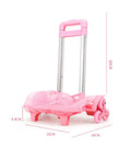 Foldable Aluminum Trolley Cart Hand Truck With Ergonomic Handle, Removable Frame, Easy Fold Design, Lightweight Backpack Carrier For Books And Gear, Pink, 33x20x90 cm