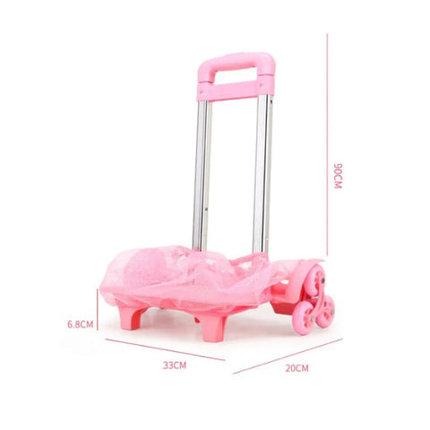 Foldable Aluminum Trolley Cart Hand Truck With Ergonomic Handle, Removable Frame, Easy Fold Design, Lightweight Backpack Carrier For Books And Gear, Pink, 33x20x90 cm