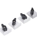 4 Pack T Track Stop Block Kit With Aluminum Alloy Silver Anodized Finish Bidirectional Short Stops With Knobs, side view