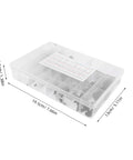 Transparent box with divider measurements holding Woodruff Key Set Kit For Machinery And Auto Repair, Carbon Steel Semicircle Keyways.