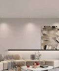 Living room featuring ELUKHT White LED Gimbal Downlight - Dimmable Recessed Lighting Kit for Home & Commercial Spaces,30w-White Light.