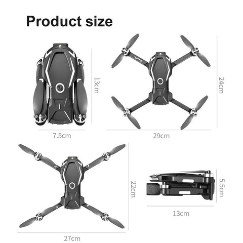 8K Aerial Drone With 3 Cameras Brushless Power Intelligent Obstacle Avoidance Trajectory Flight Optical Flow Hover size guide