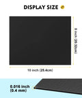 8 By 10 Inch Adhesive Magnetic Sheets, 15 Pack, display size with measurements, black sheet with dimensions 8x10 inches, thickness 0.016 inch.