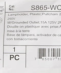 Label of White Ceiling Lamp Holder With Pull Chain 250W 250V Medium Base A26 Lampholder Plastic 15 Amp Outlet