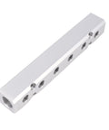 Two Pack Six Way Eight Port Air Compressor Manifold Block With One Quarter Inch NPT Output Ports And One Half Inch NPT Supply Port Heavy Duty Aluminum Alloy Air Distribution Block For Pneumatic Systems close view