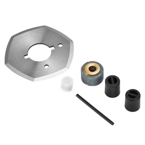 Accessories for Cordless Electric Scissors Rotary Cutter 3 Point 6V Rechargeable 4500 RPM 35W, showing grinding wheel and parts