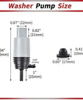 Heavy Duty Windshield Washer Pump Fits Bmw E90 E60 525i 328i 325xi M3 M5 M6 With Grommet size diagram including measurements.