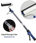Top Notch Storage Injection Paint Roller Set With Built In Pipette For A Slick No Mess Polyurethane Finish Includes Four Heavy Duty Decorative Cylinders showing paint roller with liquid storage tube and pipette.