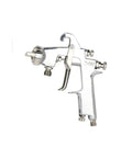 Professional Manual Pneumatic Paint Sprayer With Hella Adjustable Wide Fan Pattern For Smooth Auto Touch Ups And Precision Painting Tasks Lightweight Ergonomic Design For All Day Use side view of the sprayer showing adjustable nozzle components