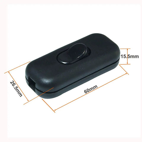 Black inline cord switch dimensions 60mm x 26.5mm x 15.5mm for Lamp Switch Kit 250V 6A DPST On Off Rocker Switch For Desk Table Bedroom Lamps